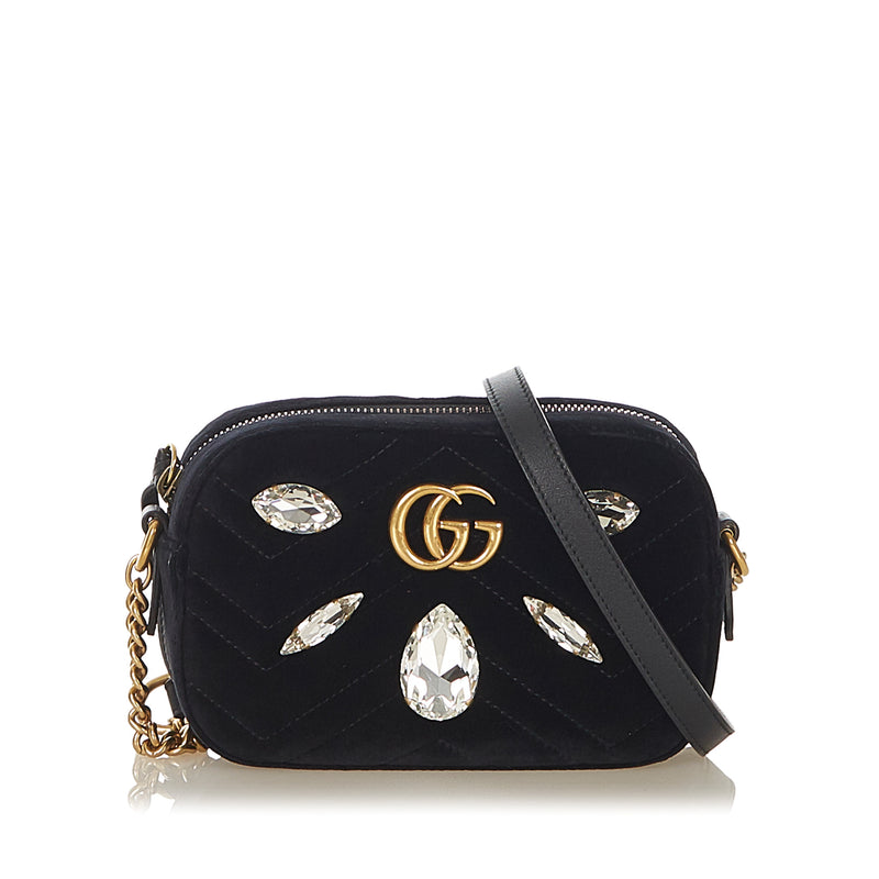 GG Marmont Velvet Crossbody Bag Black - Bag Religion