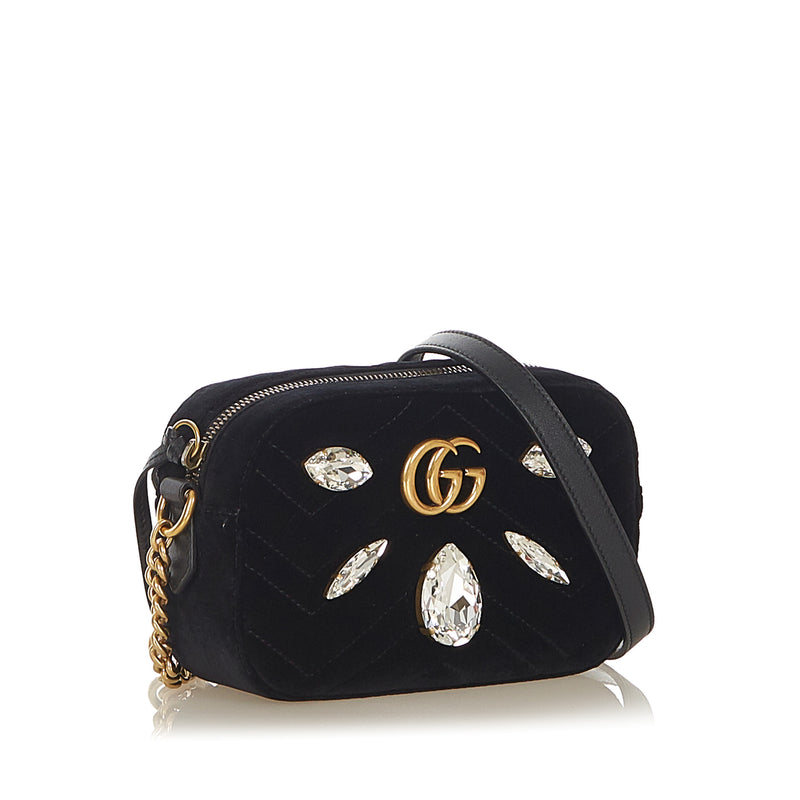 GG Marmont Velvet Crossbody Bag Black - Bag Religion