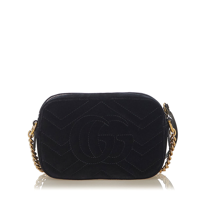 GG Marmont Velvet Crossbody Bag Black - Bag Religion