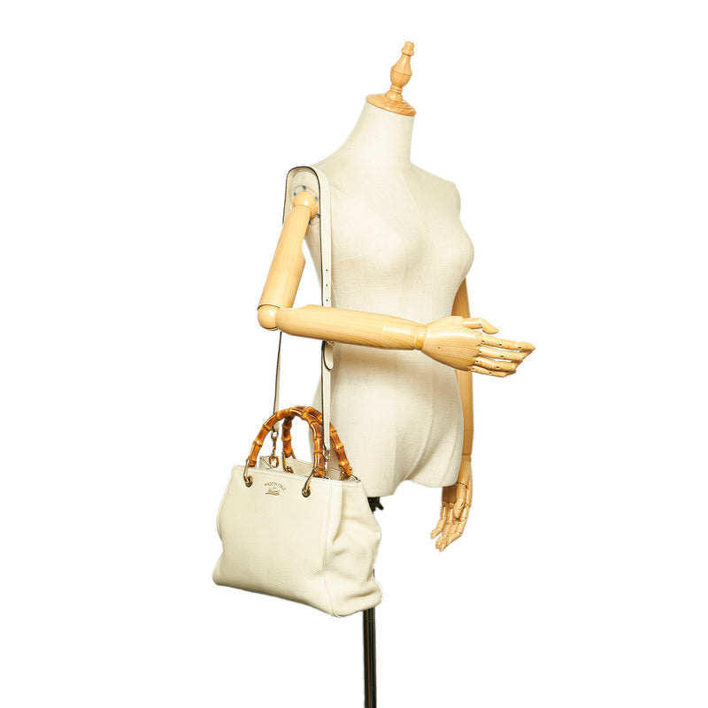 Bamboo Shopper Leather Satchel White - Bag Religion