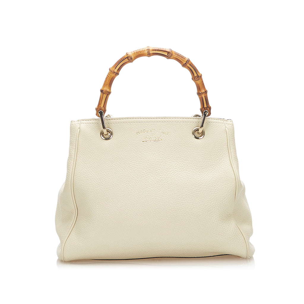 Bamboo Shopper Leather Satchel White - Bag Religion