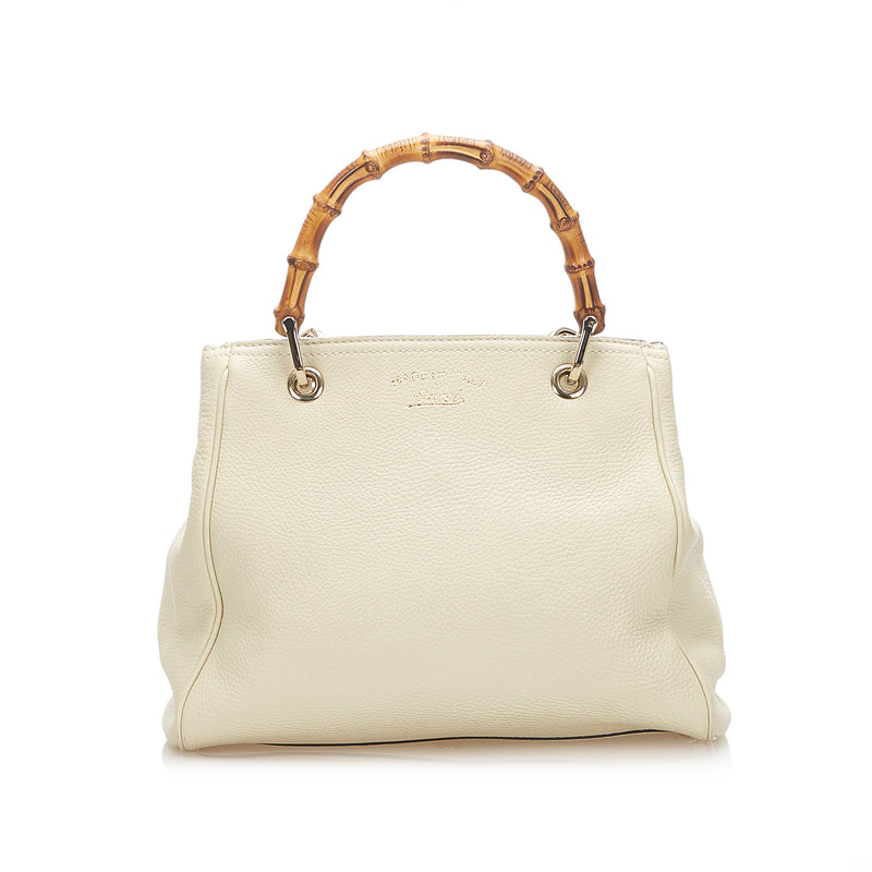 Bamboo Shopper Leather Satchel White - Bag Religion