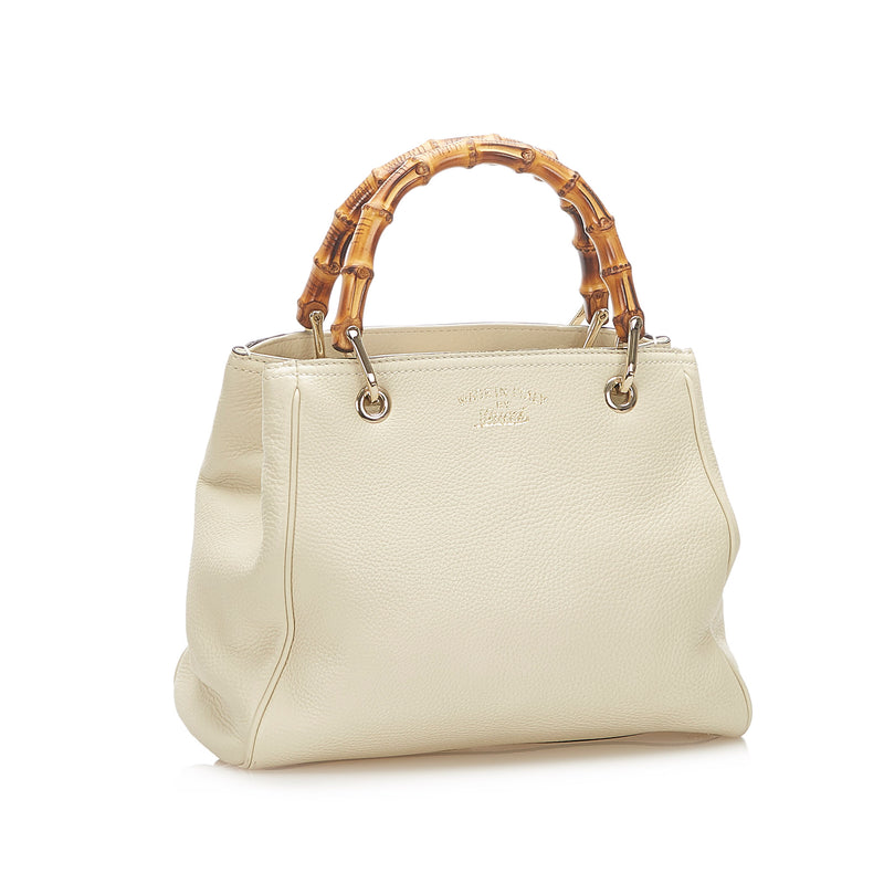 Bamboo Shopper Leather Satchel White - Bag Religion