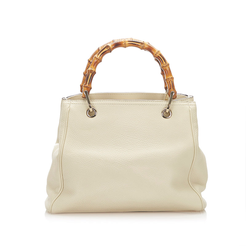 Bamboo Shopper Leather Satchel White - Bag Religion