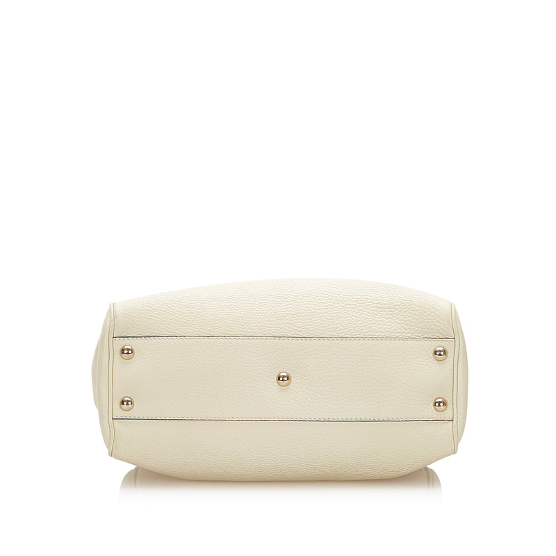 Bamboo Shopper Leather Satchel White - Bag Religion