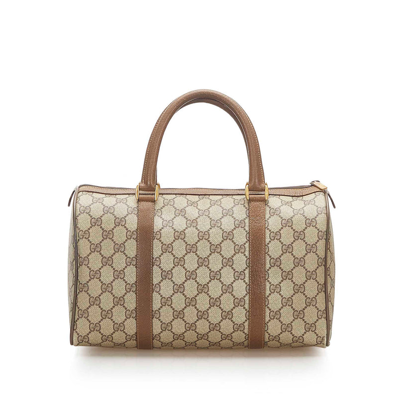 Gucci GG Supreme Web Boston Bag Brown