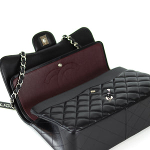 Jumbo Double Flap in Black Lambskin with SHW