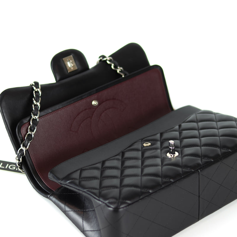 Jumbo Double Flap in Black Lambskin with SHW