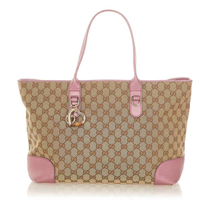 GG Canvas Heart Bit Tote Bag Brown - Bag Religion