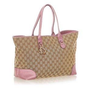 GG Canvas Heart Bit Tote Bag Brown - Bag Religion