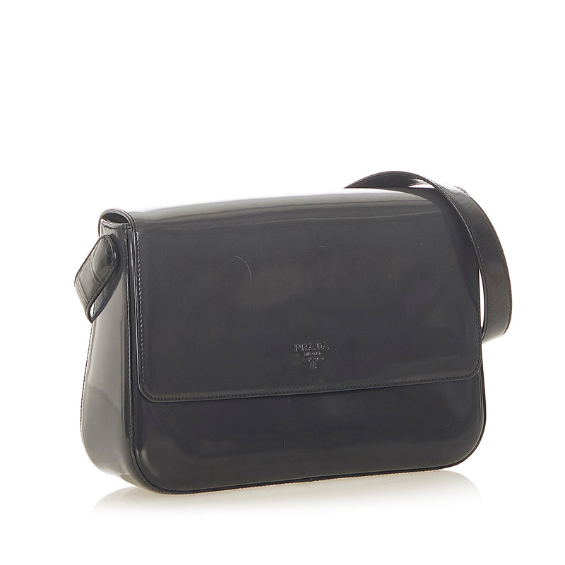 Patent Leather Shoulder Bag Black - Bag Religion