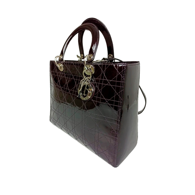 Cannage Patent Leather Lady Dior Satchel Brown - Bag Religion