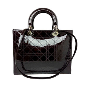 Cannage Patent Leather Lady Dior Satchel Brown - Bag Religion