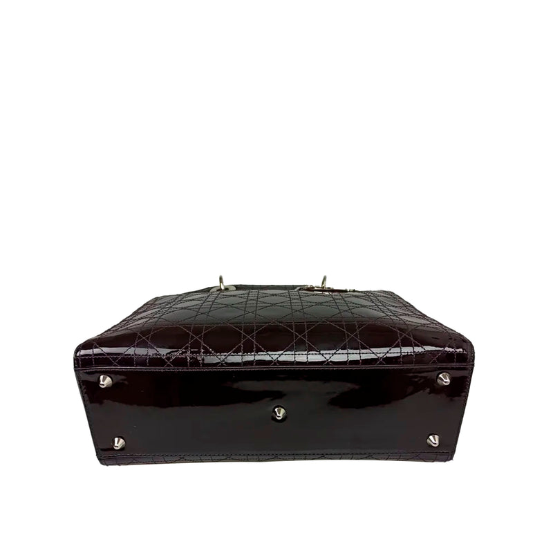 Cannage Patent Leather Lady Dior Satchel Brown - Bag Religion