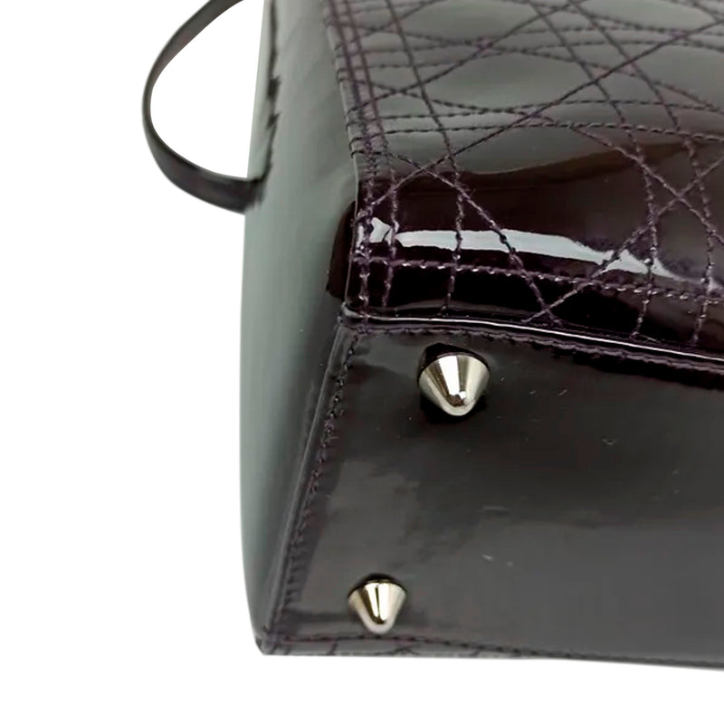 Cannage Patent Leather Lady Dior Satchel Brown - Bag Religion