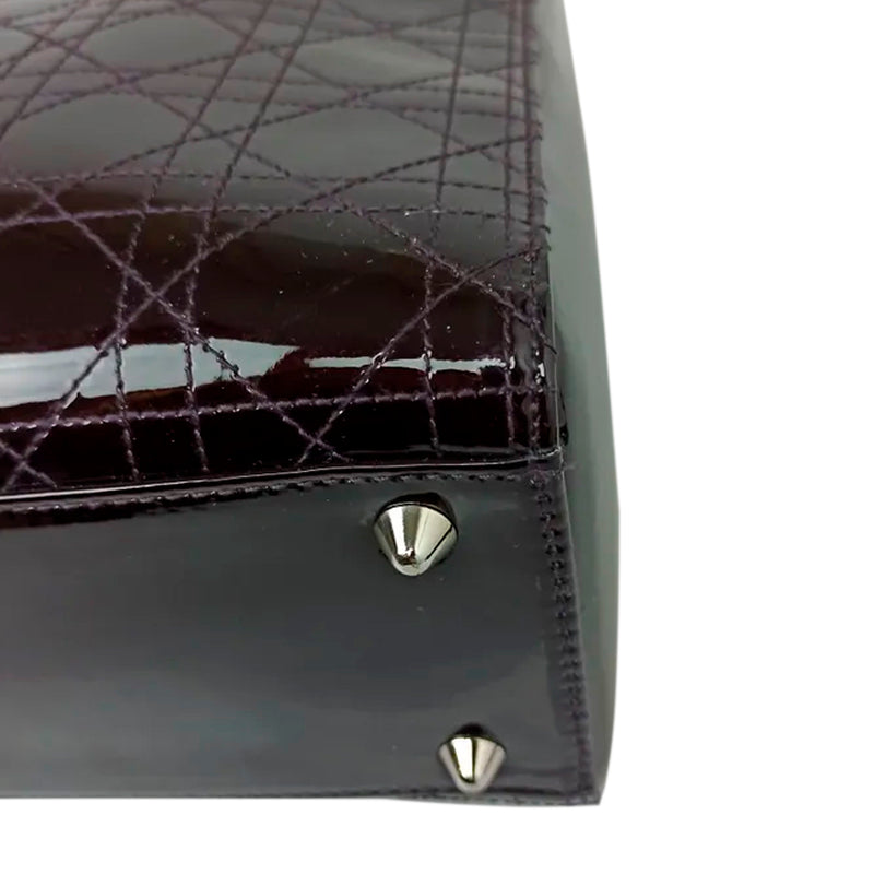 Cannage Patent Leather Lady Dior Satchel Brown - Bag Religion