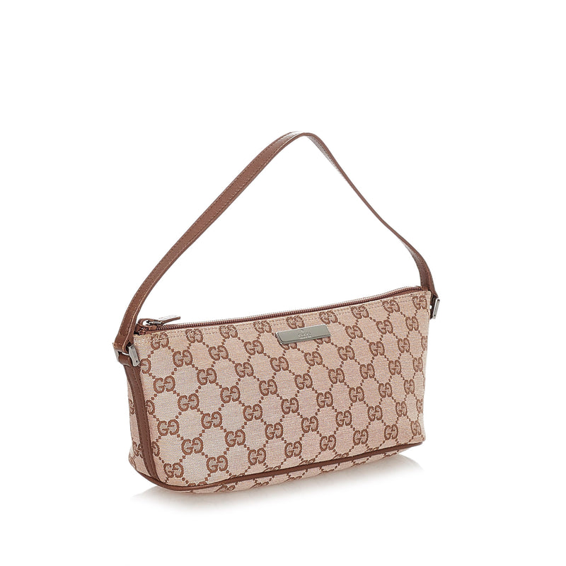 Brown Gucci GG Canvas Boat Baguette