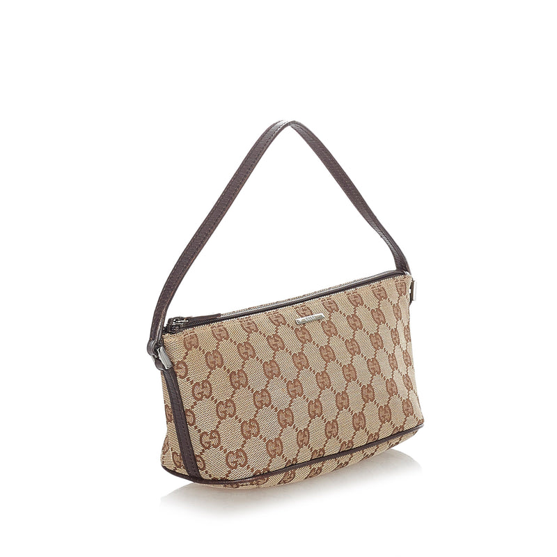 Gucci Vintage Monogram Pochette Flap Shoulder Bag Brown