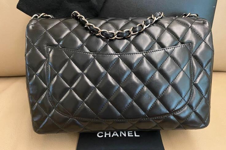 Jumbo Single Flap in Black Lambskin with SHW