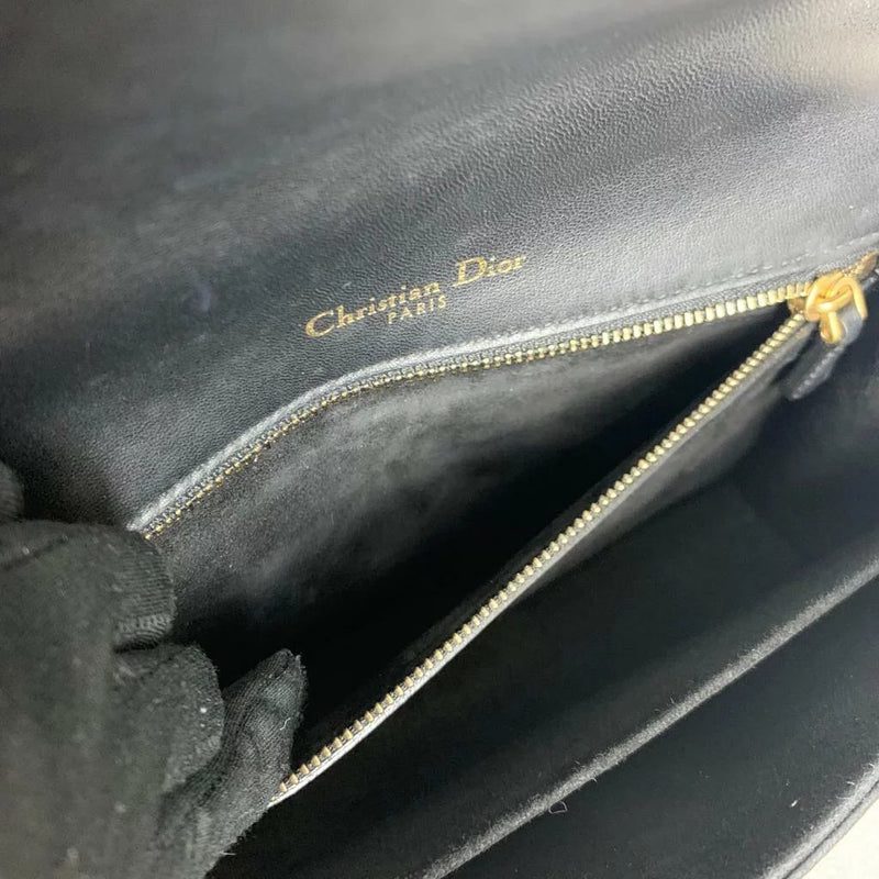 Studded Diorama Bag Medium Leather Black GHW
