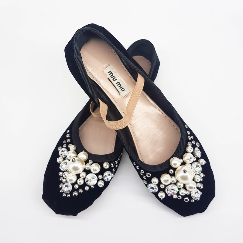 Ballet Flats with Pearl & Glitter Gems