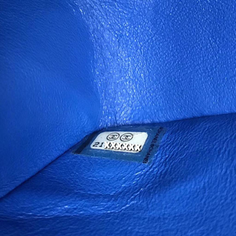 Medium Double Flap Lambskin Classic Bag with Light GHW in Electric Blue