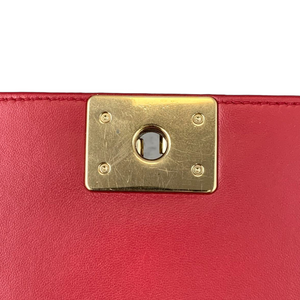 Old Medium Boy Chevron Calfskin Red GHW