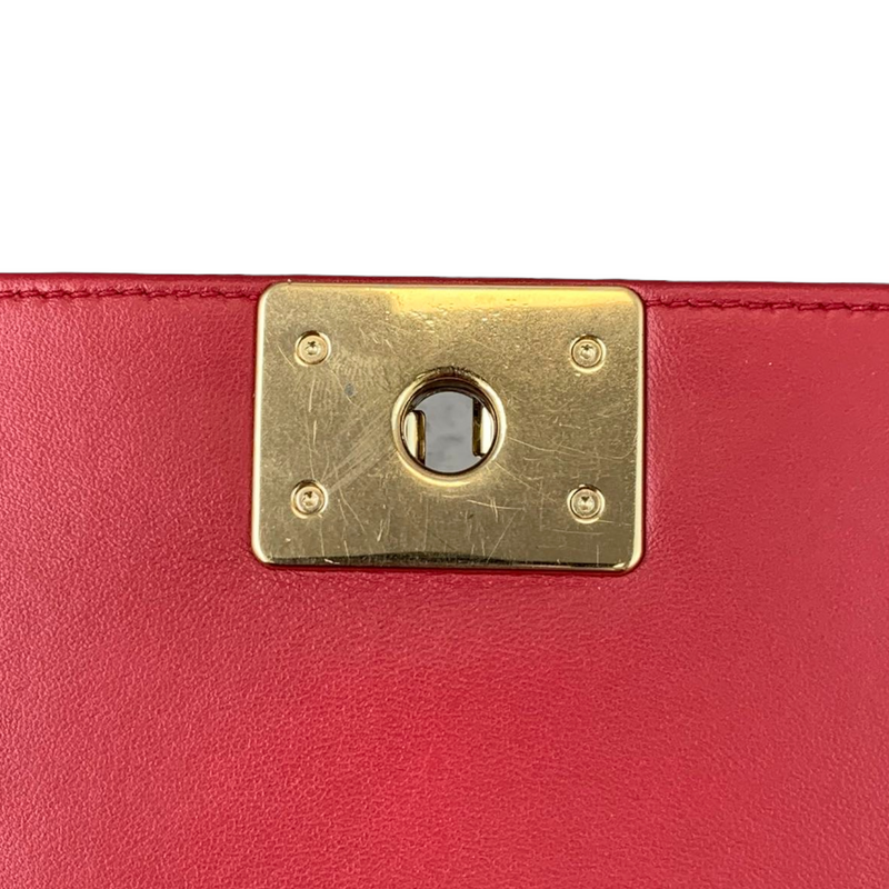 Old Medium Boy Chevron Calfskin Red GHW