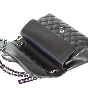 Jumbo Double Flap in Black Lambskin with SHW