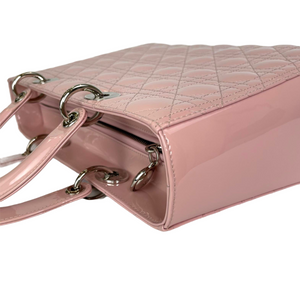 Lady Dior Large Patent Quilted in Pink with SHW