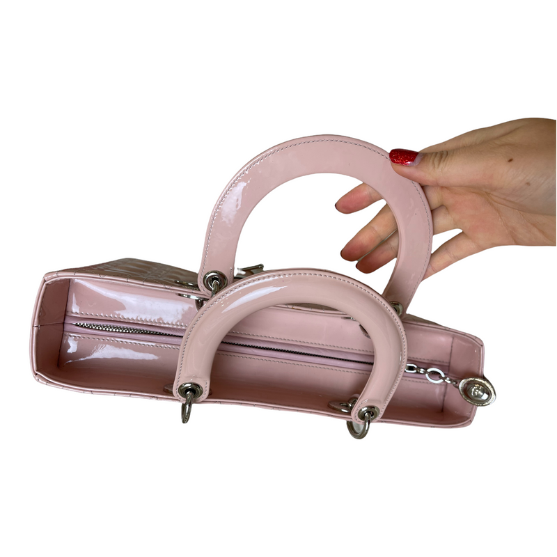 Lady Dior Large Patent Pink SHW