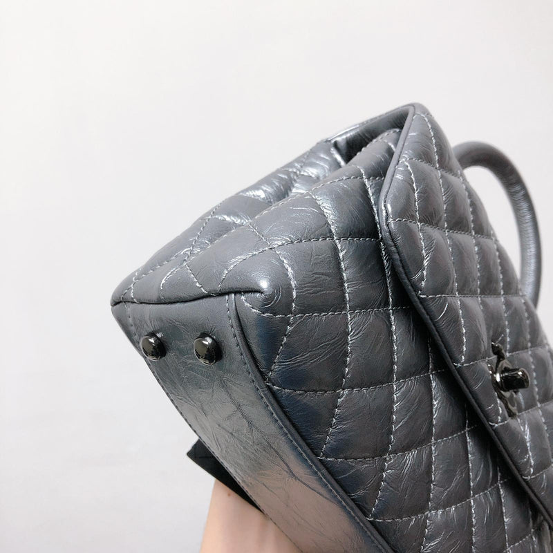 Quilted Mini Coco Handle Flap Silver