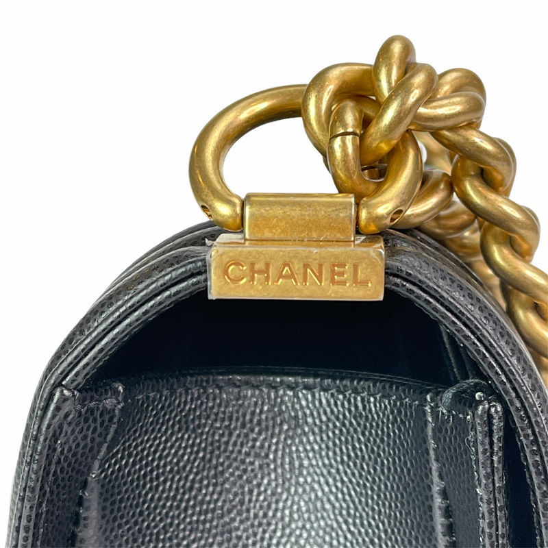 CHANEL Old Medium LE BOY Brown Caviar Quilted Flap Bag Bronze/Chrome HW !!!!