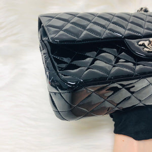 Classic Double Flap Patent Leather M/L SHW Black
