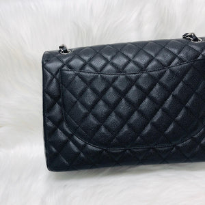 Classic Single Flap Maxi in Black Caviar Leather with SHW