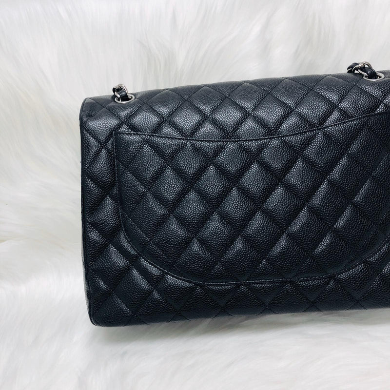 Classic Single Flap Maxi in Black Caviar Leather with SHW