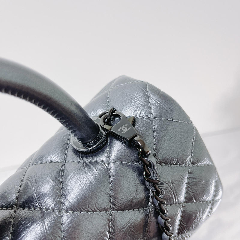 Quilted Mini Coco Handle Flap Silver RHW