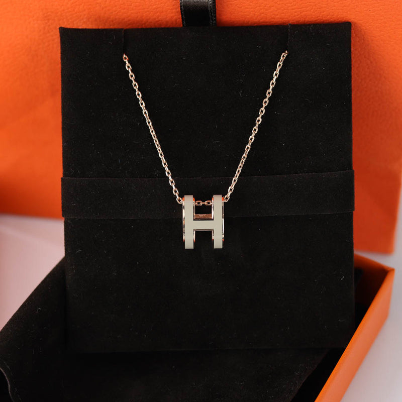 Hermes Mini Pop H Pendant Palladium-tone Blanc in Lacquered Metal with  Palladium-tone - US