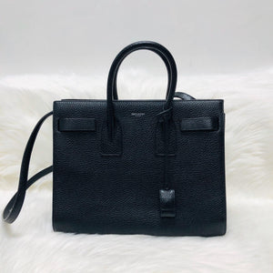 Small Sac De Jour in Black Grained Leather with strap