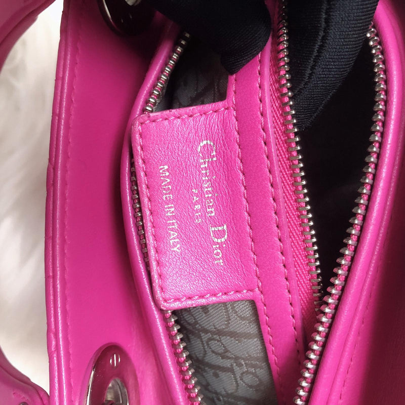 Cannage Lambskin Lady Dior Medium Bag in Magenta Pink