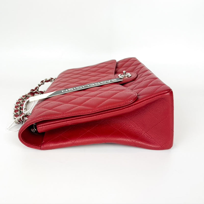 Classic Single Flap Maxi in Red Caviar Leather with SHW