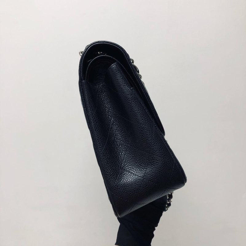 Classic Double Flap Jumbo Bag in Black Caviar with SHW