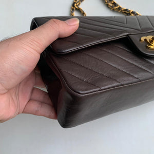 Vintage Classic Flap Chevron Medium GHW Brown