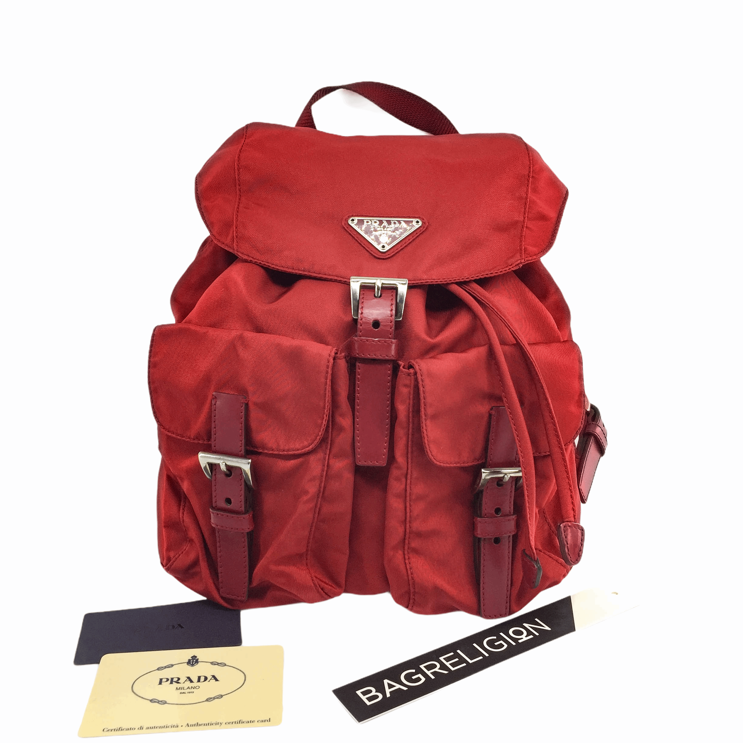Prada red 2025 nylon backpack