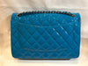 Jumbo Double Flap in Blue Caviar Iridescent Leather with SHW