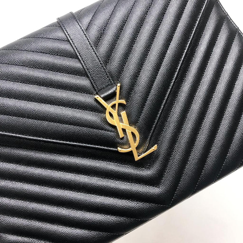Envelope Large Flap in Chevron Quilted Leather Black