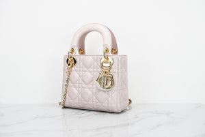 Mini Lady Dior Bag In Baby Pearly Pink with Light Gold Hardware