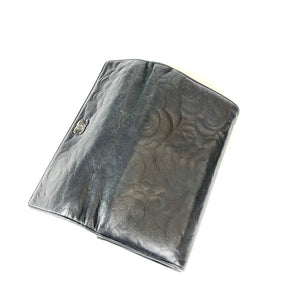 Camellia Lambskin Leather Wallet in Black