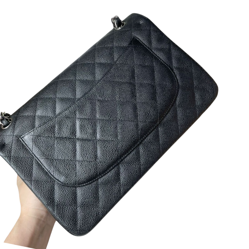 Classic Double Flap Jumbo Caviar Black SHW