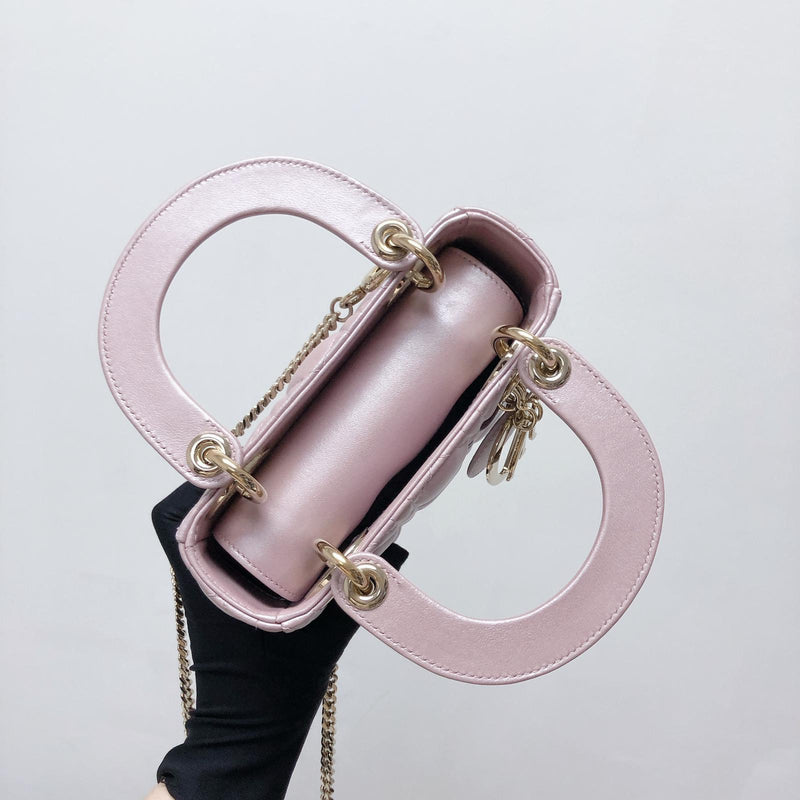 Mini Lady Dior Bag In Baby Pearly Pink with Champaign Hardware